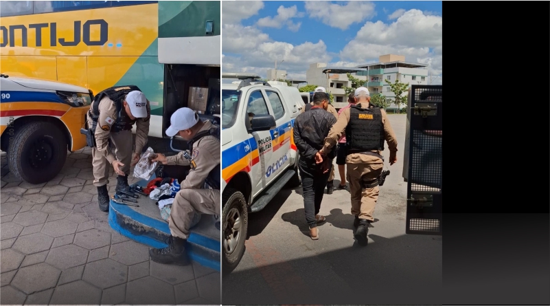 Polícia prende 3 pessoas com armas e drogas em ônibus