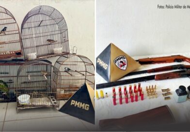 Presa por manter aves em gaiolas e ter 5 armas em casa